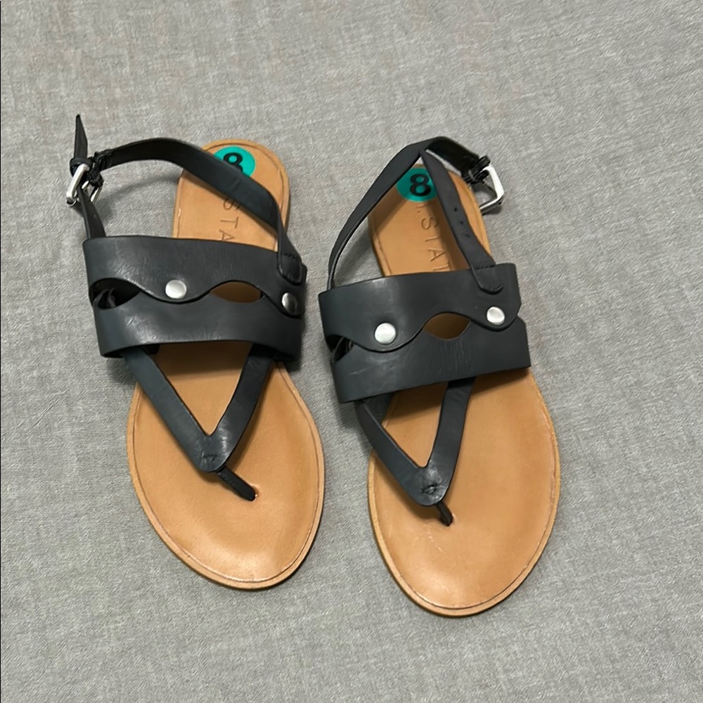 1. STATE Black Leather Sandals